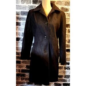 Collection by Gallery Wool Charcoal Gray / Black Trench Pea Coat Peacoat Small